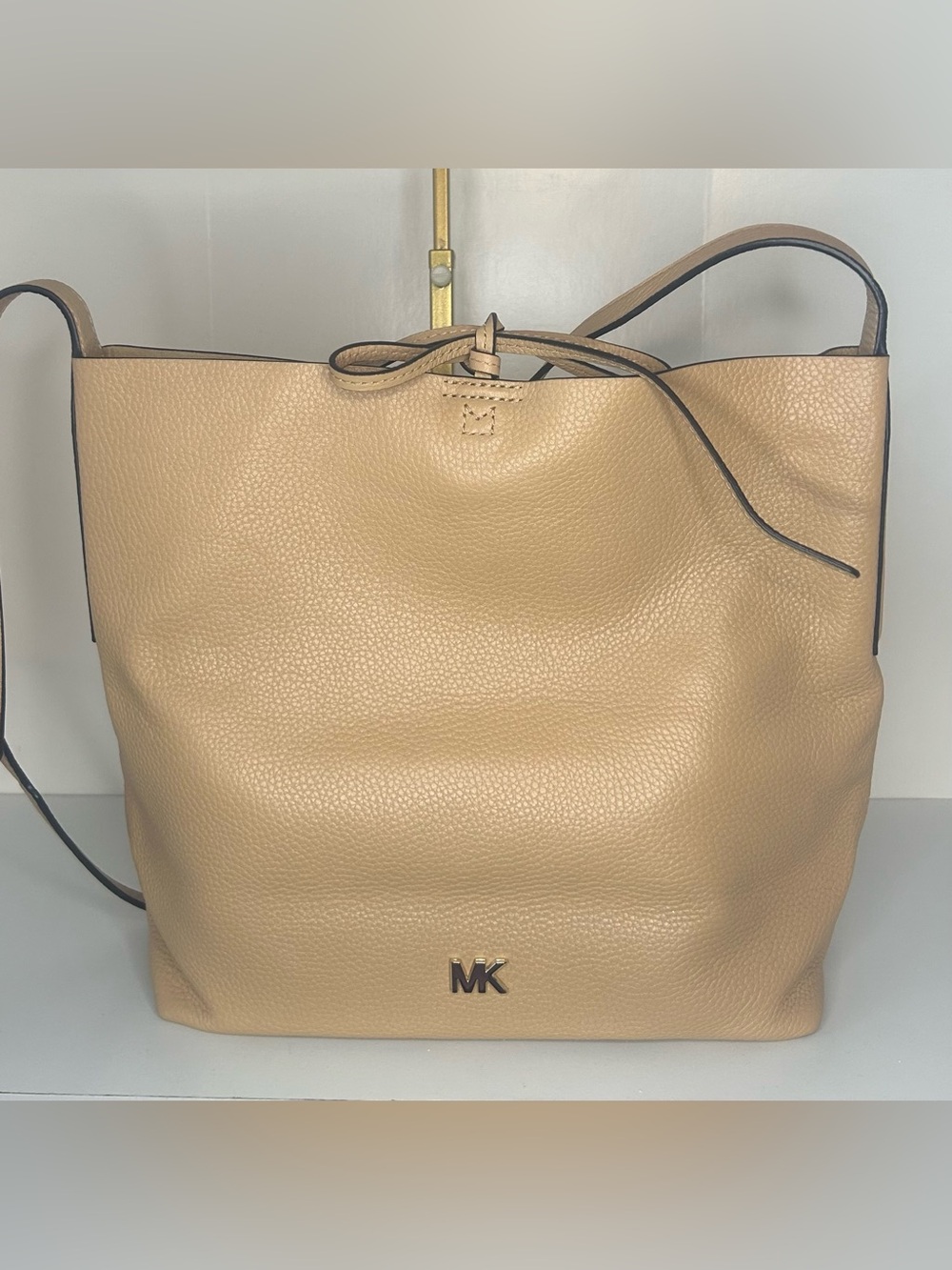 Michael Kors Tan Pebbled Leather Tote with MK Logo